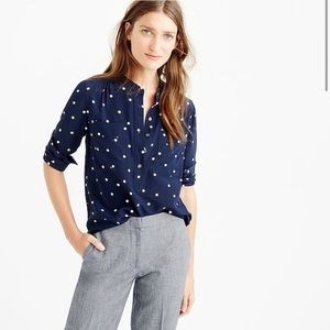 J.Crew Silk Popover Polka Dot Blouse